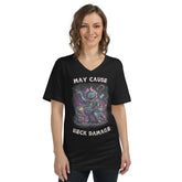 May Cause Neck Damage Unisex Short Sleeve V-Neck T-Shirt - Beyond T-shirts
